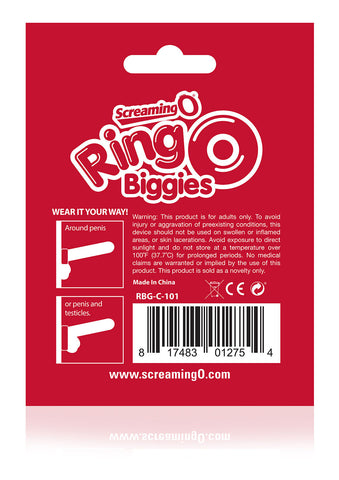Screaming O Ringo Biggies Black Reusable Waterproof Cock Ring Clear COCK RINGS