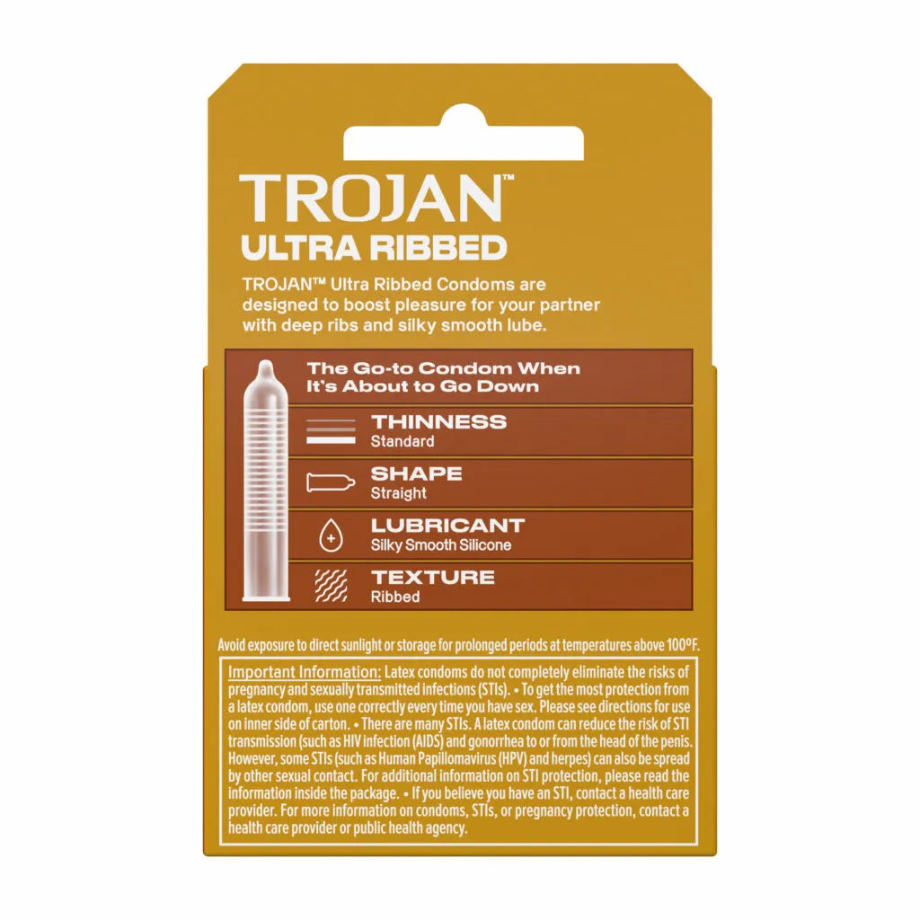 Trojan Stimulations Ultra Ribbed Lubricated Condoms - 3 Pack > Essentials > Condoms > Non-Latex