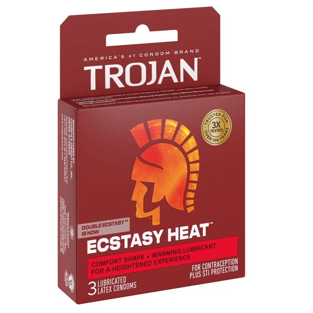 Trojan Ecstasy Heat - 3 Pack Condoms with Warming Lubricant > Essentials > Condoms