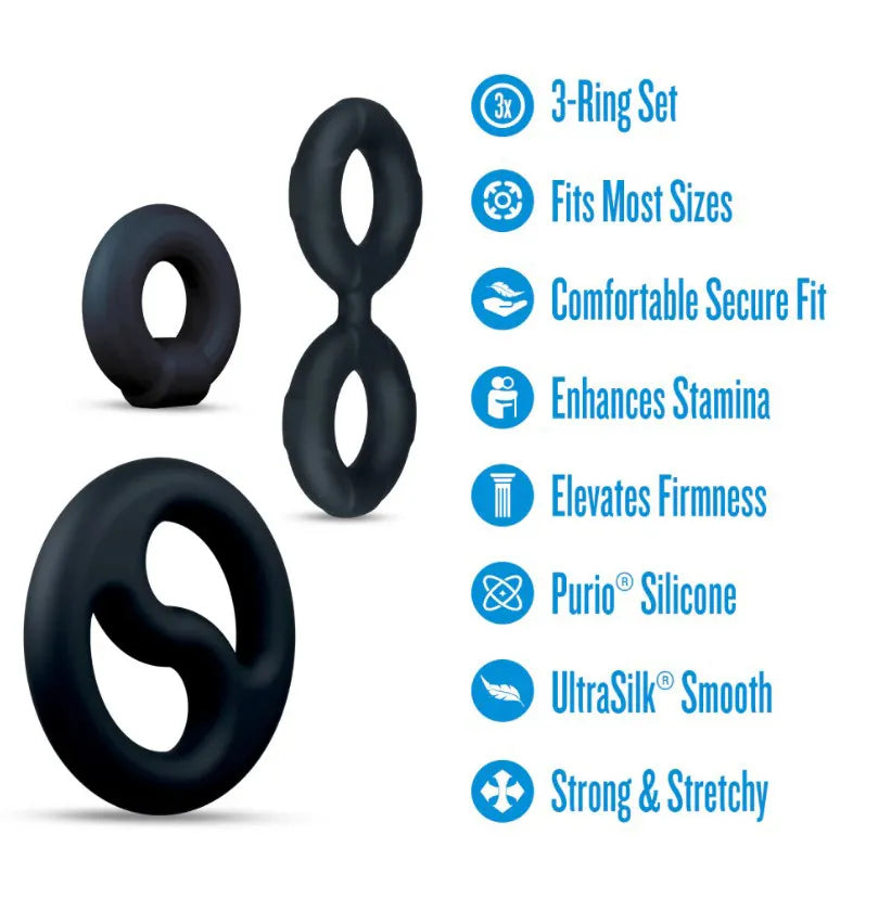 Performance Plus Throttle (Black) – Versatile 3-Ring Set Cock and Ball Stretcher > Cock Ring > Sets