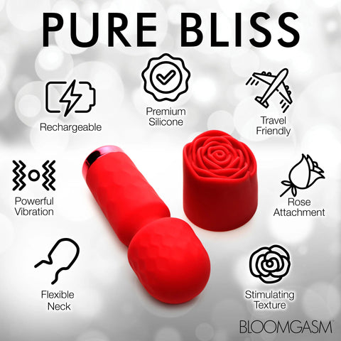 Xr Bloomgasm Rose Petite Mini Wand Vibrator Rechargeable Rose Stimulators