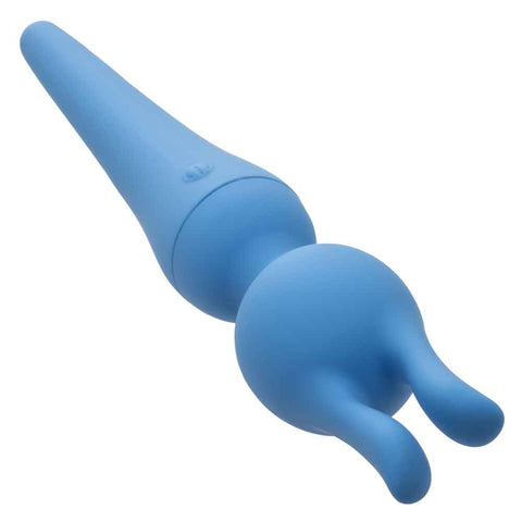 Couture Collection™ Body Wand Kit Blue Silicone USB Rechargeable Waterproof with Dual and Triple Teaser Attachments Electric Massager