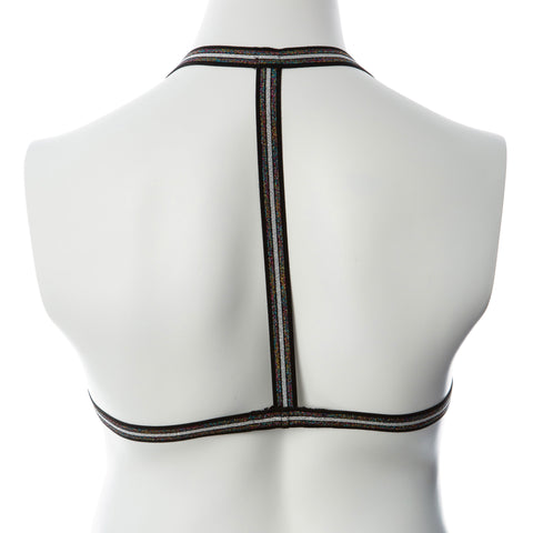 Gender Fluid Silver Lining Metallic Body Harness Large Size Black Womens Harnesses
