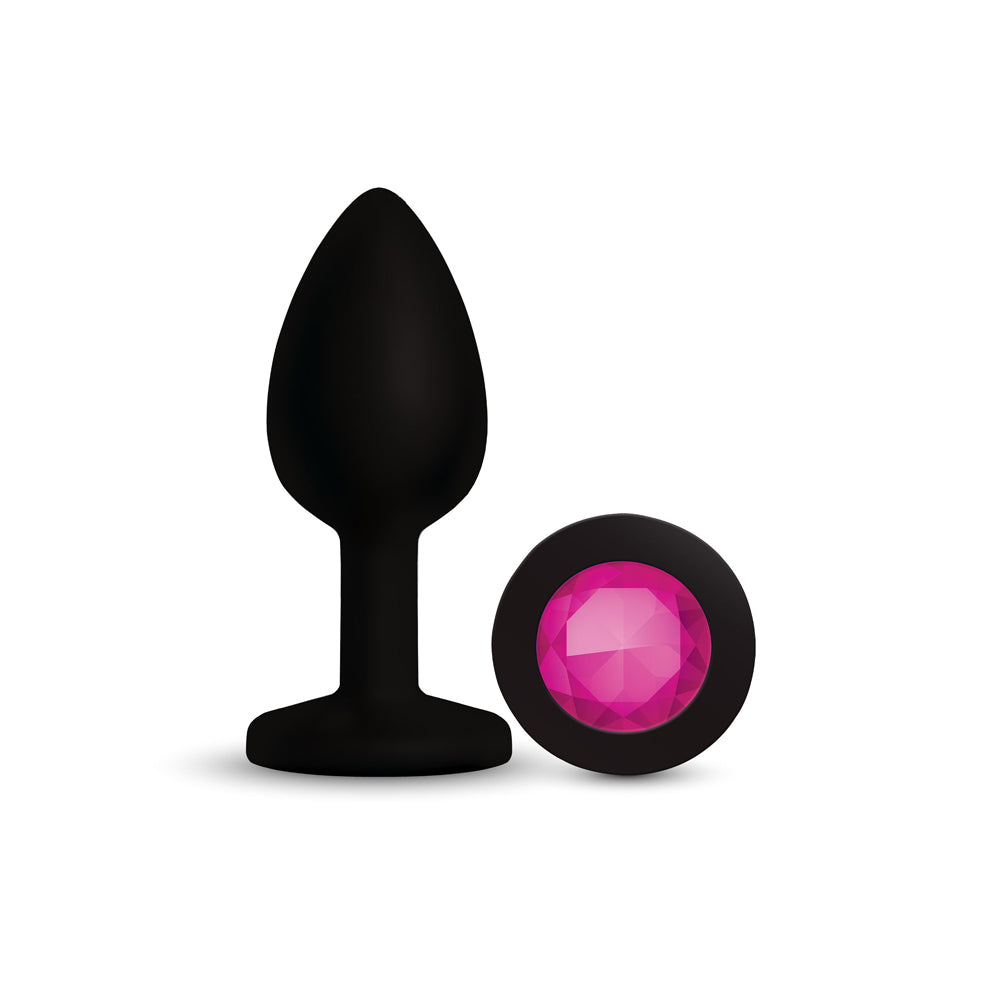 Gemma 3.16 Inch Pink Gem Black Silicone Plug – Medium Butt Plug > Anal Range > Jewel Butt Plugs