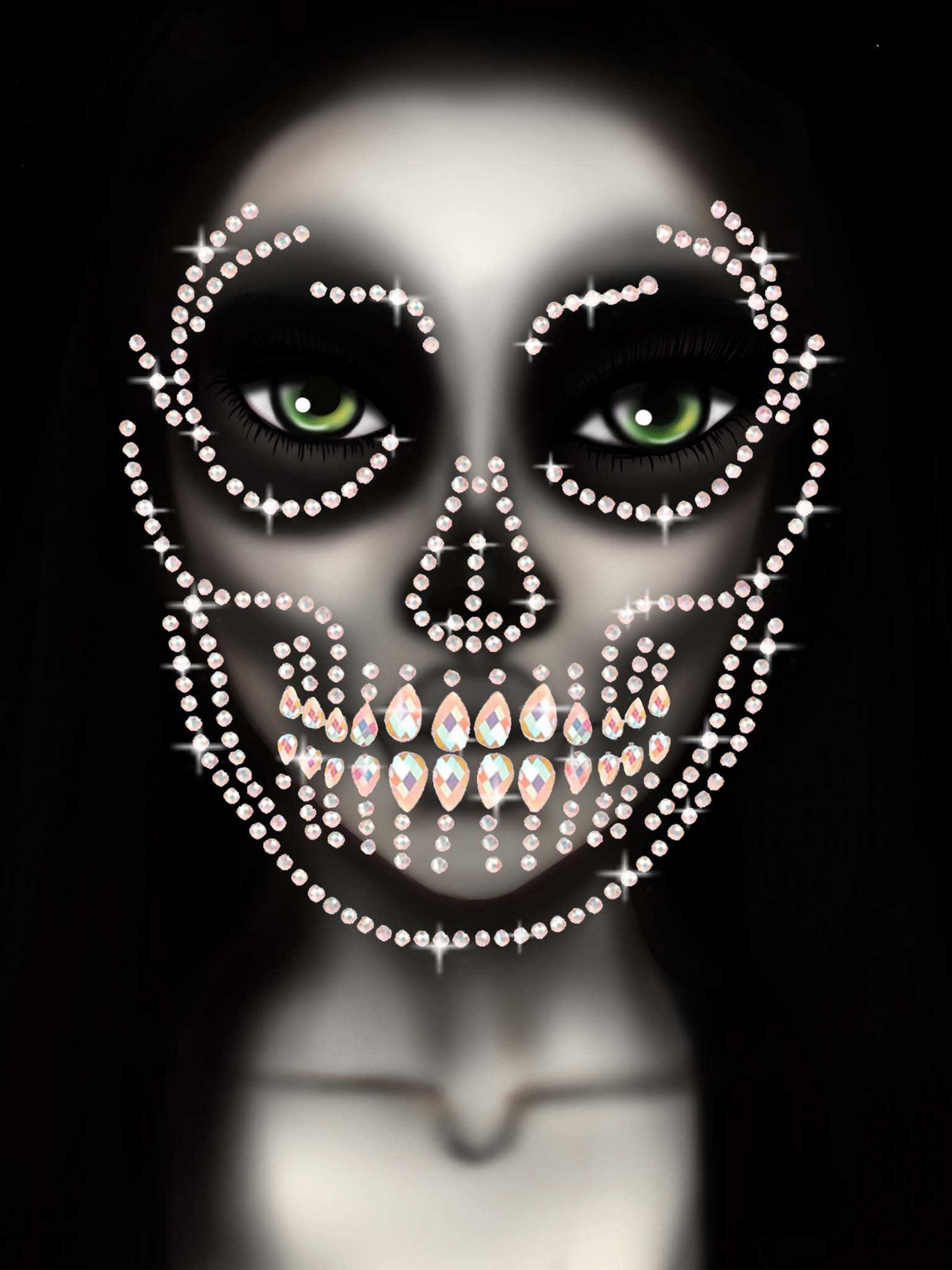 Glow in the Dark Skull Face Jewels Sticker for Body Jewelry Body Jewelry (Non Piercing)