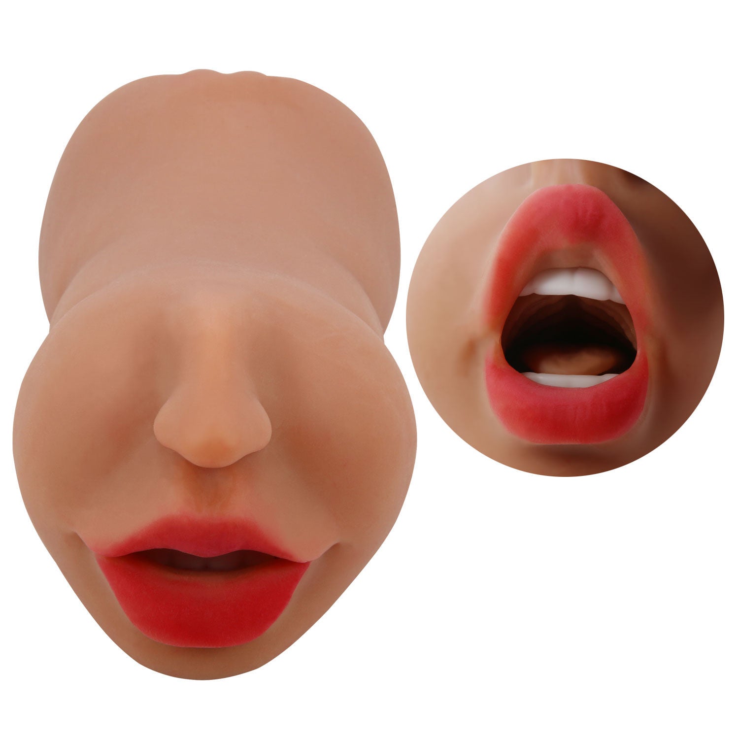 Zoey Realistic Mouth Masturbator Sleeve Brown for Men Brown Strokers - Manual