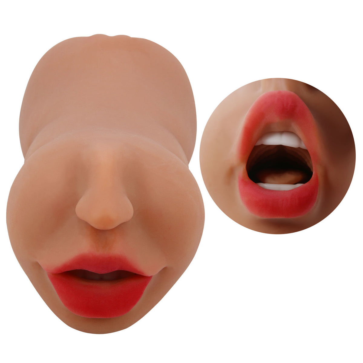 Zoey Realistic Mouth Masturbator Sleeve Brown for Men Brown Strokers - Manual