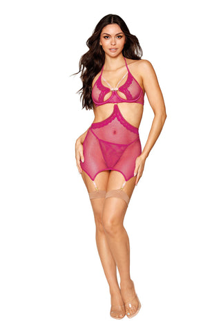 Dreamgirl Beet Garter Slip and G-String Lingerie Set Lingerie Sets