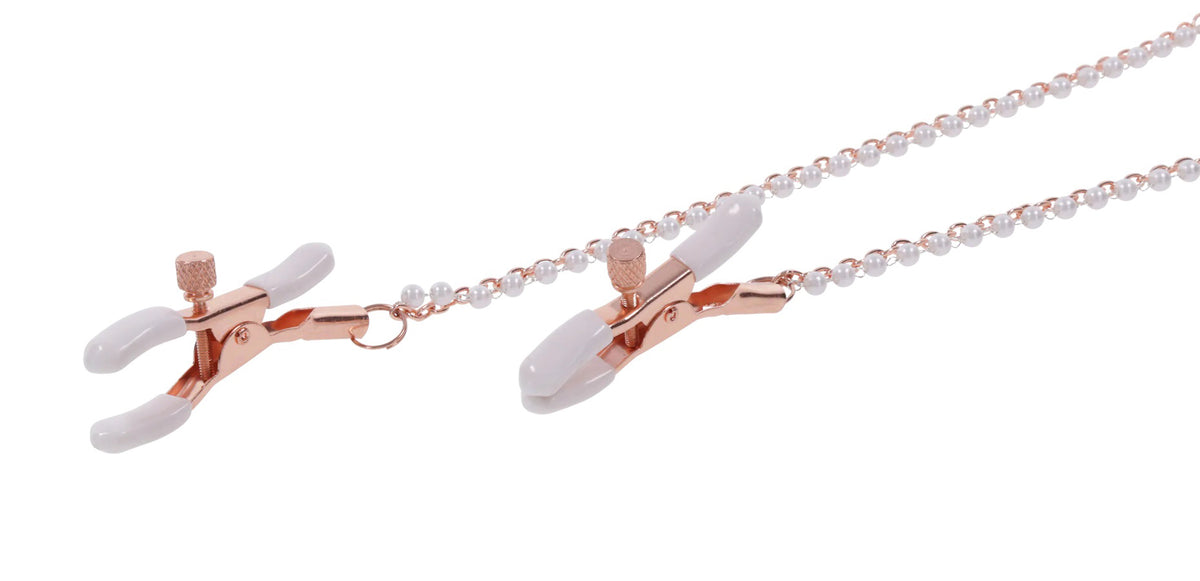 Sex & Mischief Peaches n CreaMe Collar with Nipple Clamps 35-44.5 cm > Sex Toys > Nipple Clips