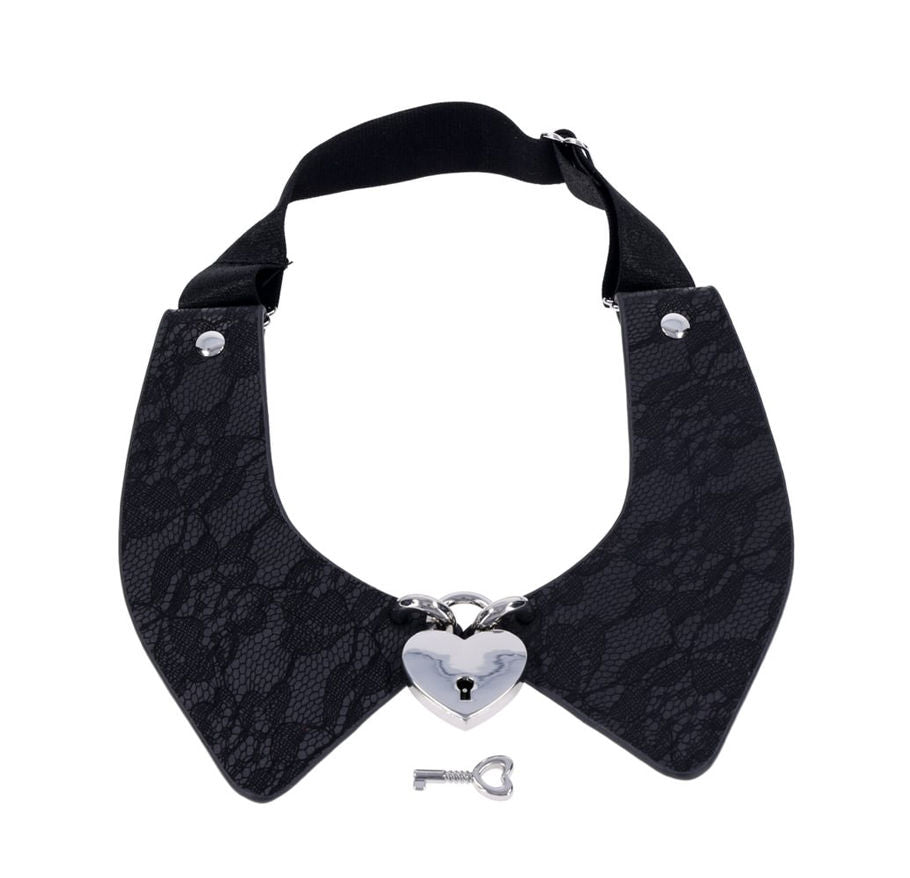Heartbound Lace Day Collar with Silver Heart Lock for Adults > Bondage Gear > Collars