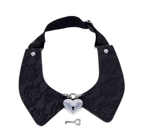 Heartbound Lace Day Collar with Silver Heart Lock for Adults > Bondage Gear > Collars