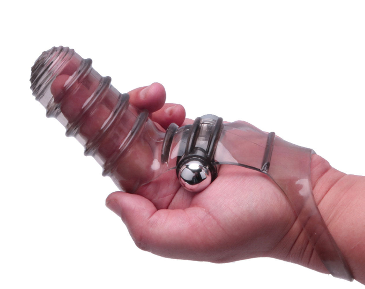 Vibro Finger Wearable Stimulator Ribbed Sexual Pleasure Toy Gray Finger Stimulator