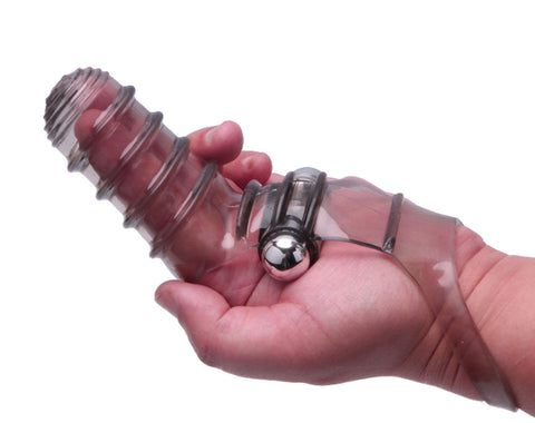 Vibro Finger Wearable Stimulator Ribbed Sexual Pleasure Toy Gray Finger Stimulator