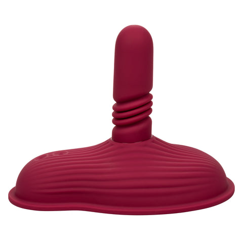 Dual Rider Remote Control Thrust and Grind Waterproof Rechargeable Silicone Massager in Burgundy Vibrating Pads