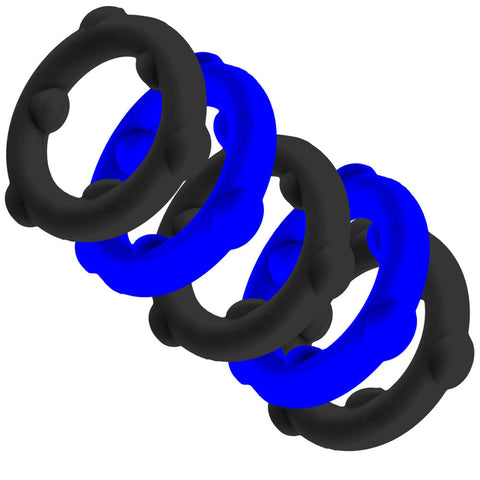 Gearheads 5 Pack Spinner Rings (Black Vapor) – Stretchy Silicone Cock Rings Cockrings