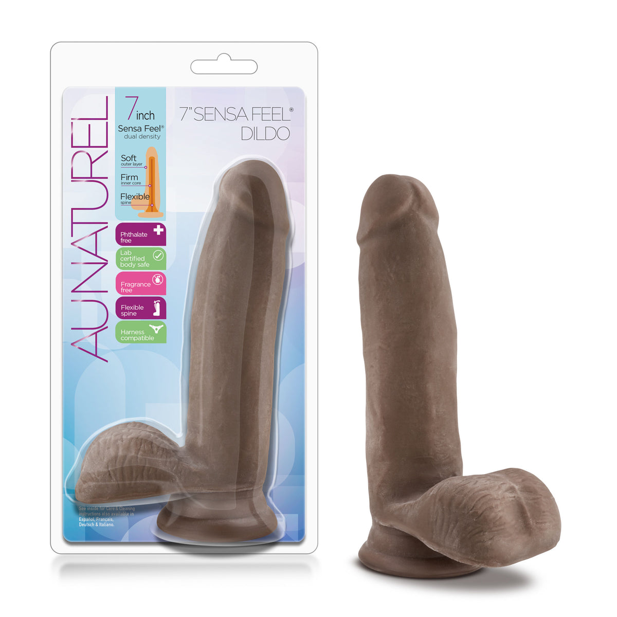 Blush Novelties Au Naturel Sensa Feel (Chocolate) – 7 Inch Dildo > Dildos > Realistic Dildos