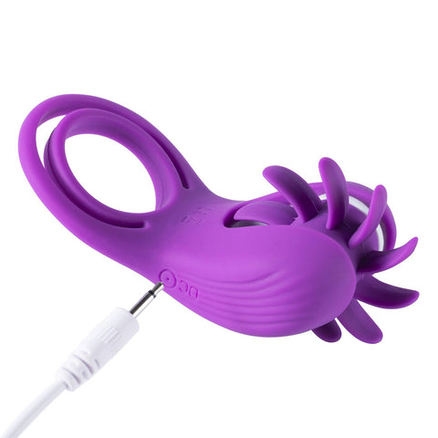 Roxy Purple Tongue Clit Licker Dual Loop Penis Ring Toy Cock Rings Vibrating