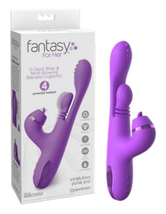 Fantasy For Her IntiMotion Pulse Pro 24 cm USB Rechargeable Swirling and Flicking Rabbit Vibrator Purple VIBRATORS-RABBIT