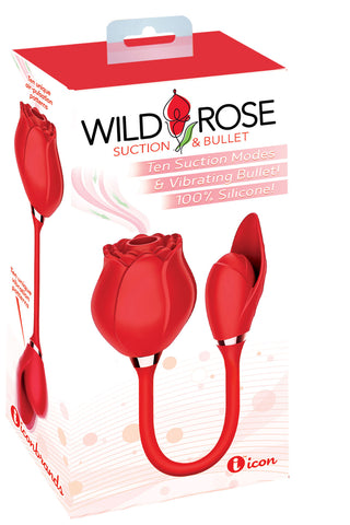 Wild Rose Suction & Bullet - Air Pulse & Bullet Stimulator Red BULLETS