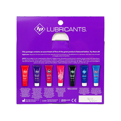 ID Sensual Lubricants 5 Pack Assorted Flavors Intimate Personal Lubricant Set Water Based Lube