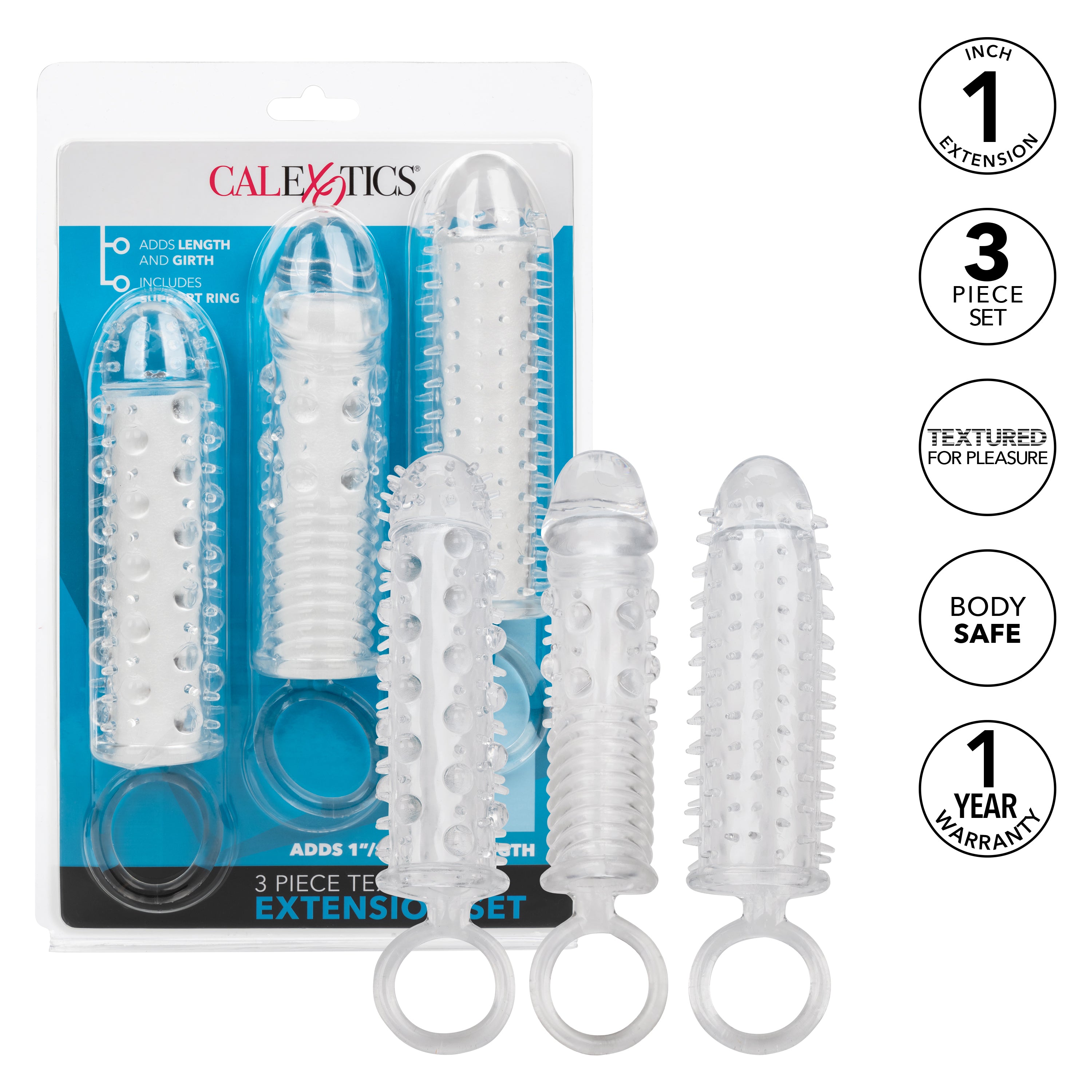 3 Piece Textured Extension Set for Girth and Length Enhancement SLEEVES