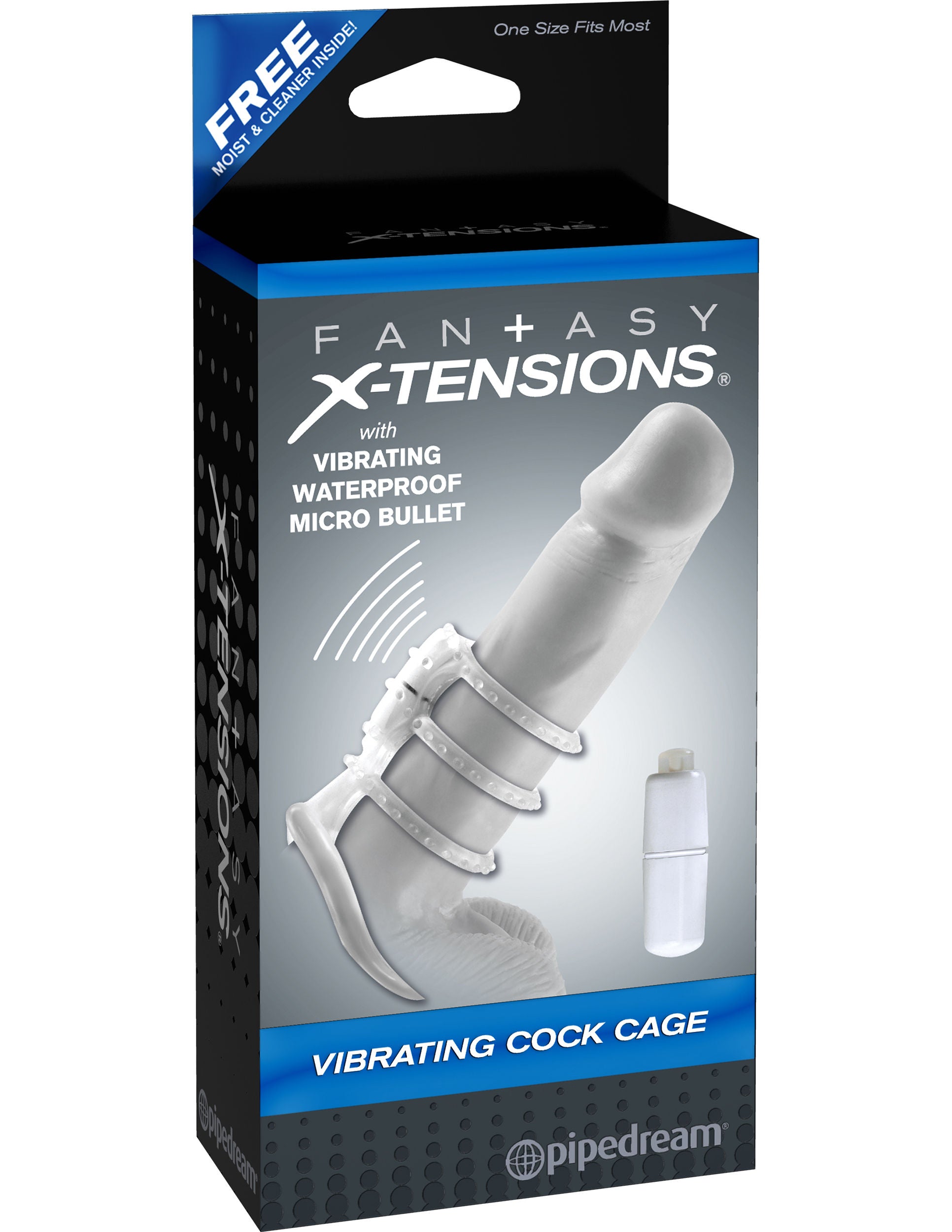 Fantasy X-Tensions Vibrating Power Cage Ring for Enhanced Pleasure Clear Cages