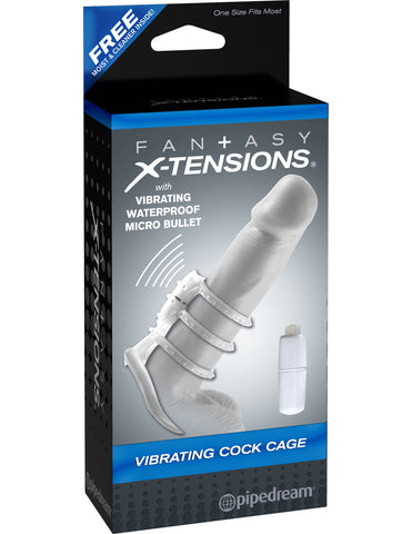 Fantasy X-Tensions Vibrating Power Cage Ring for Enhanced Pleasure Clear Cages