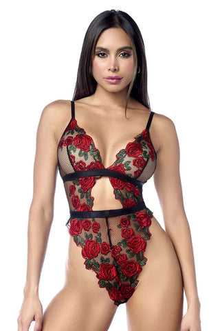 Teddy (Black/Red) – High-Cut Sheer Mesh Lingerie Multi L XL Teddies