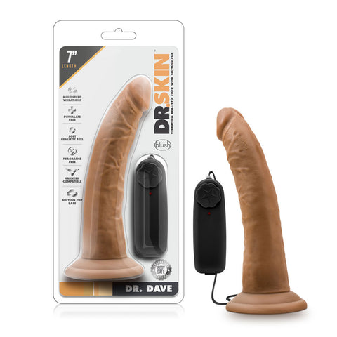 Dr Dave 7 Inch Vibrating Suction Cup Cock Realistic Toy Mocha DONGS Vibrating
