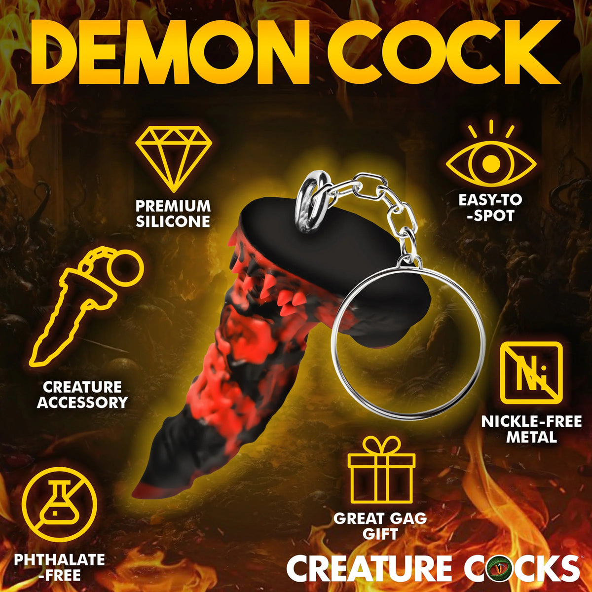 Creature Cocks Fire Demon Keychain Fantasy Accessory > Novelties > Gag Gifts