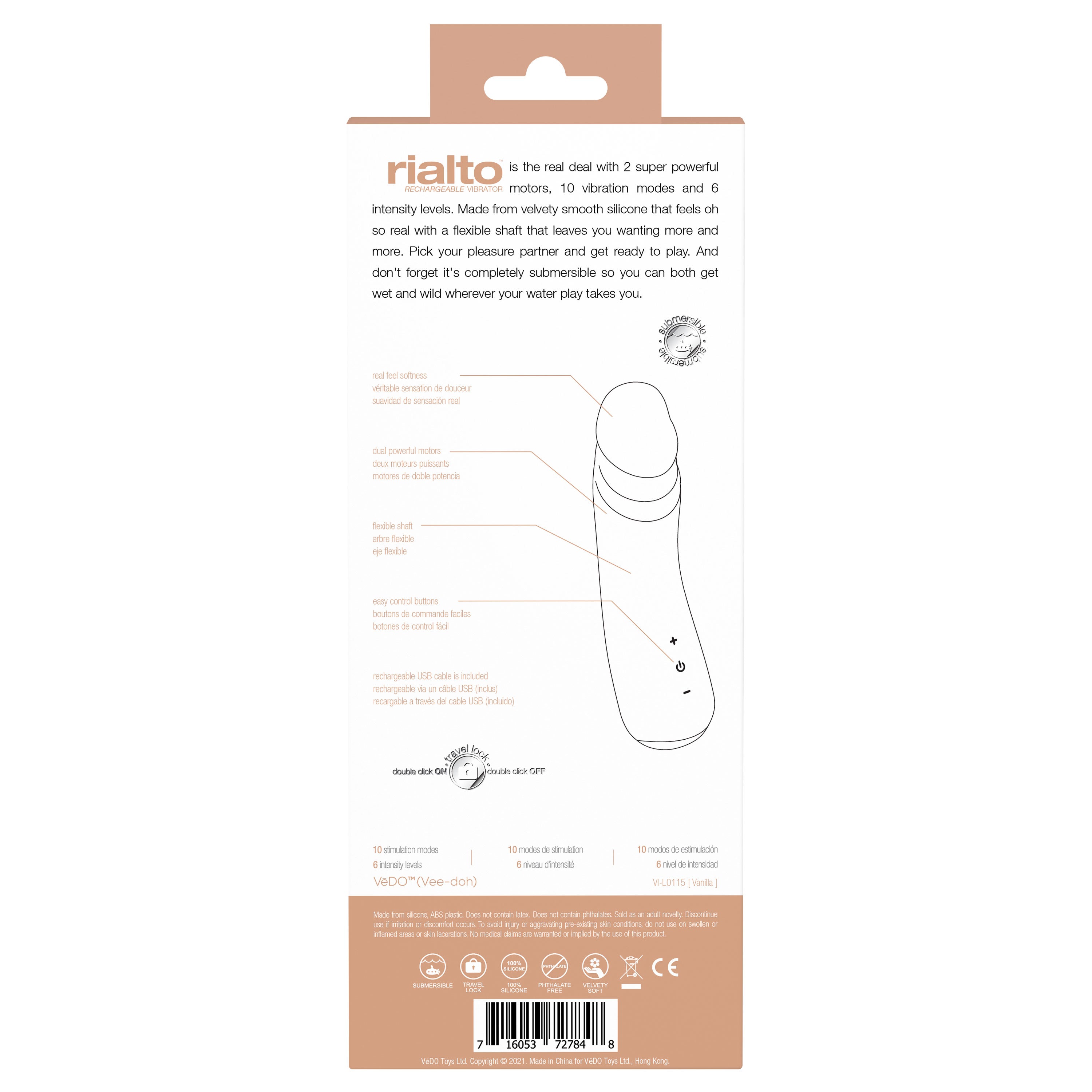 Rialto Realistic Vibrator with 10 Modes Vanilla > Vibrators > Realistic Vibrators