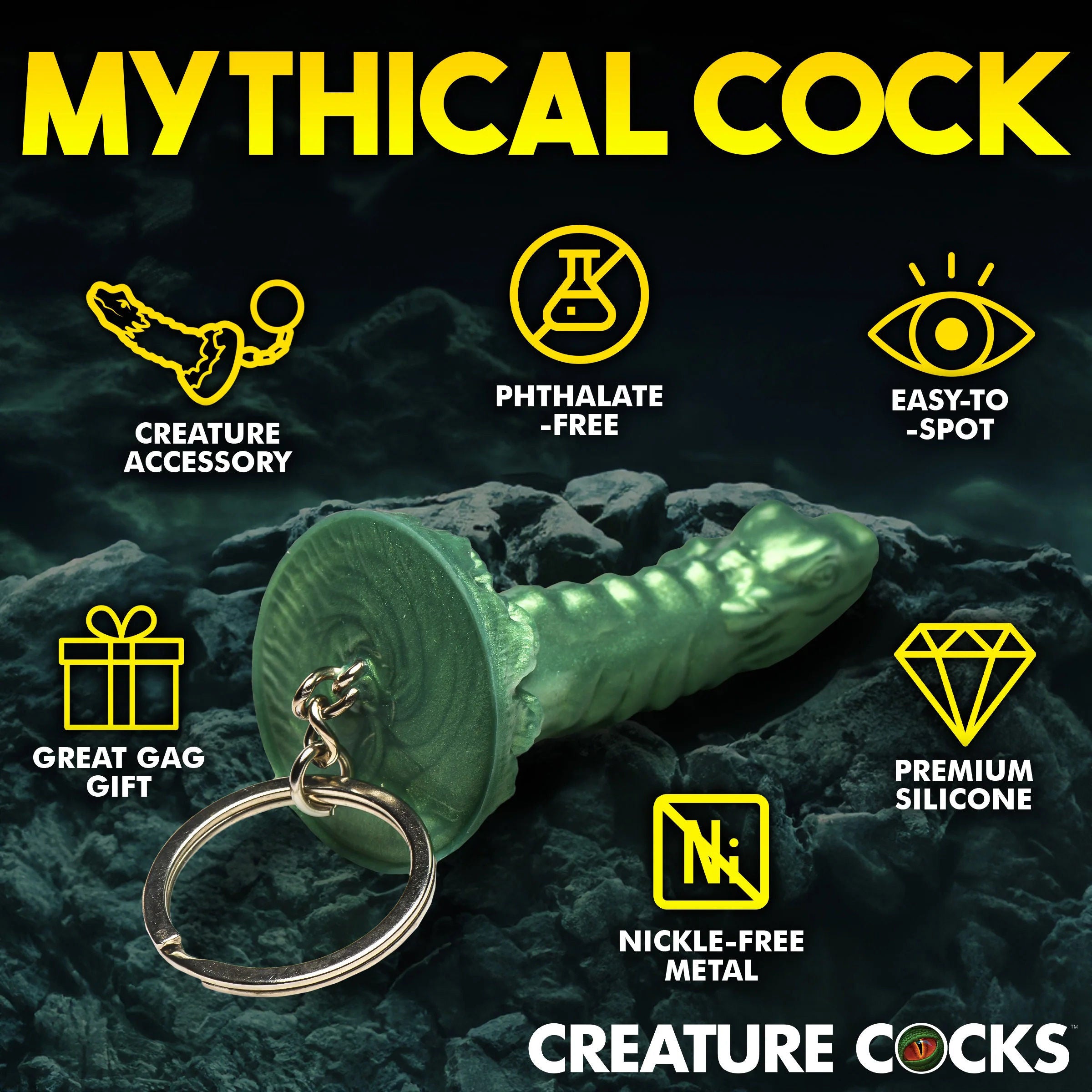 Green Cockness Monster Keychain Adult Novelty Accessory Gift Key Chains