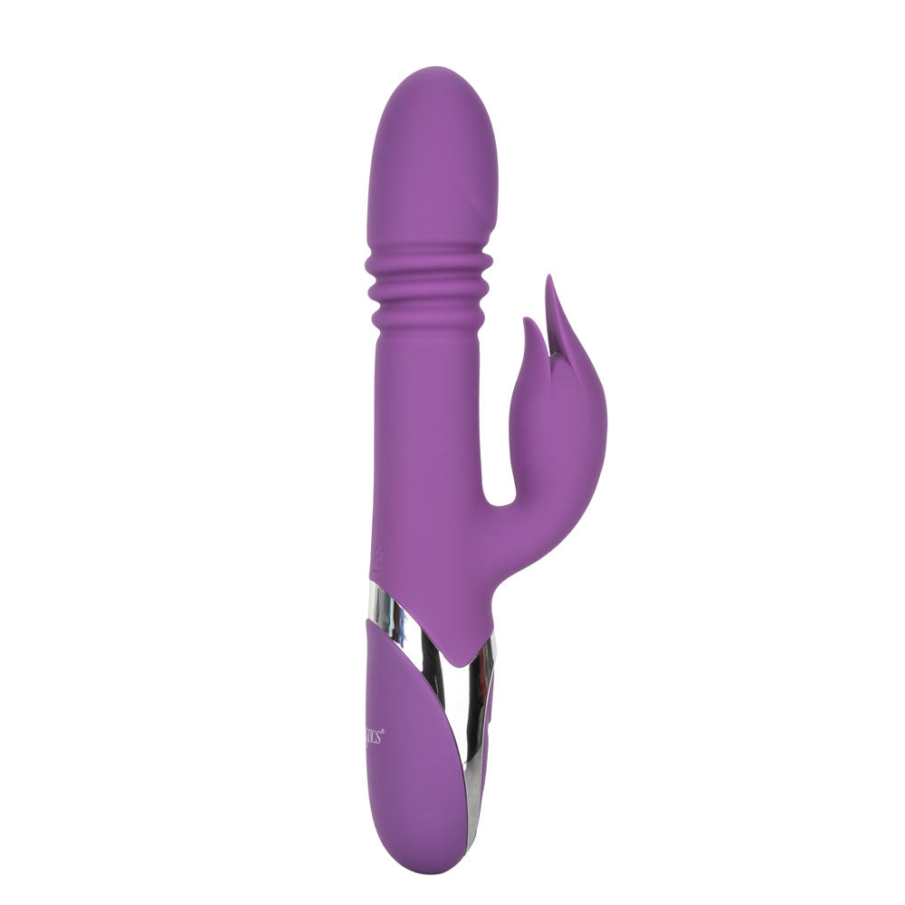 Enchanted Kisser Purple Silicone Rotating and Thrusting Vibrator with Clitoral Stimulator, USB Rechargeable, Waterproof, 12 Vibration Functions, 4 Shaft Rotation, 4 Thrusting Actions VIBRATORS-RABBIT