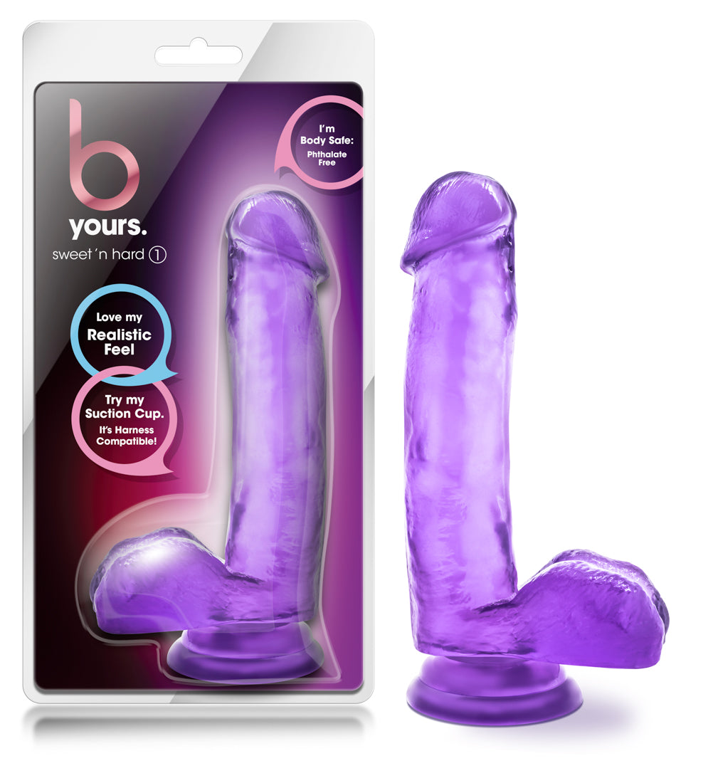B Yours Sweet N Hard 1 Purple Realistic Dildo with Suction Cup DONGS