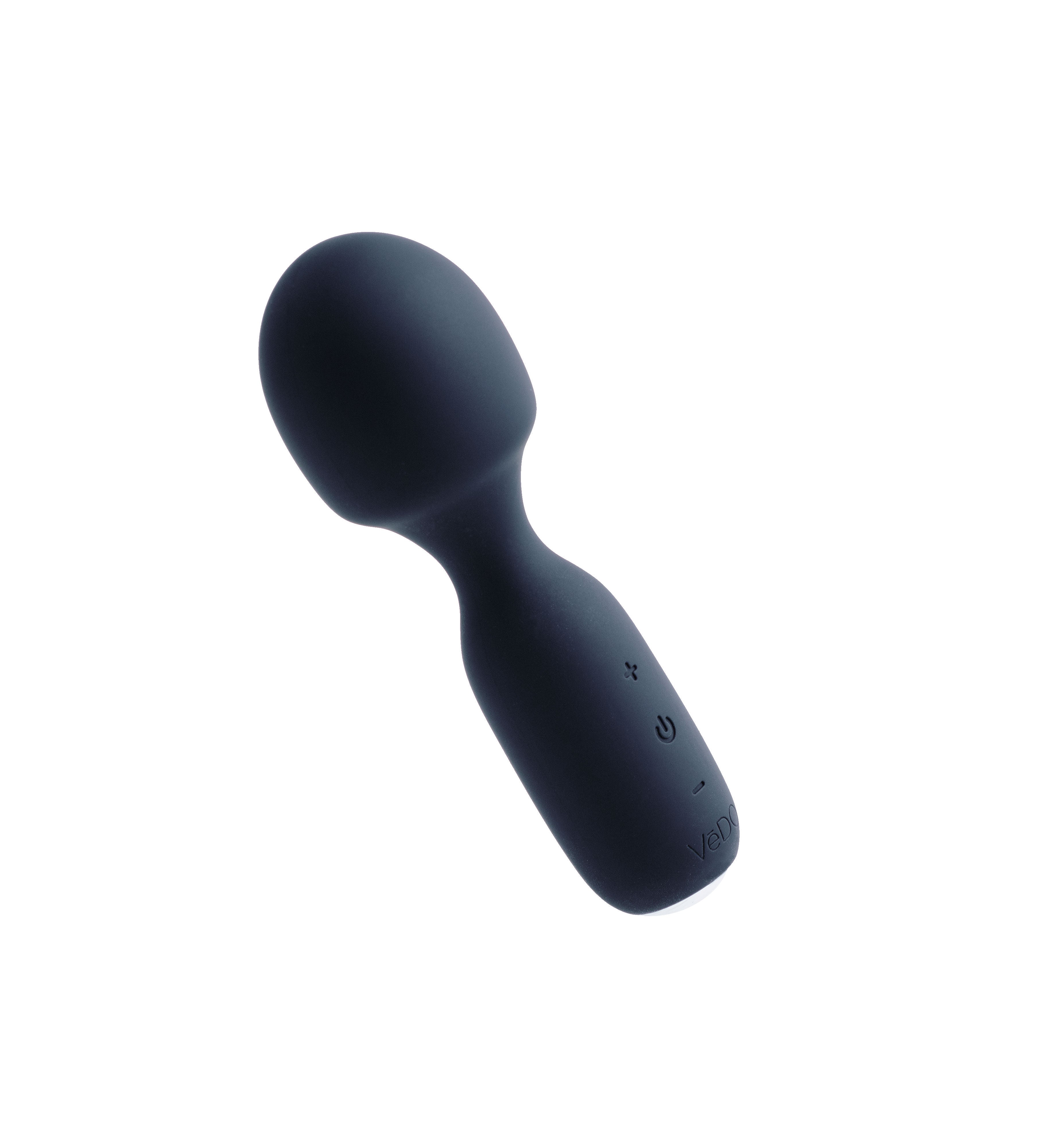 Wini Rechargeable Mini Wand Massager Black with 10 Vibrations Electric Massager