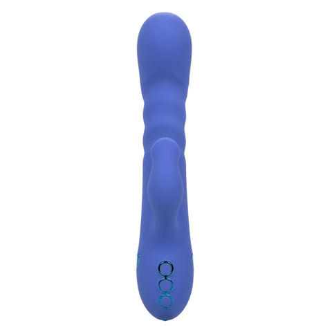 California Dreaming LA Love Blue Silicone Triple Motor Rechargeable Massager with 10 Functions of Intimate Suction and 3 Speeds of Vibration and Thrusting VIBRATORS-RABBIT-MULTI