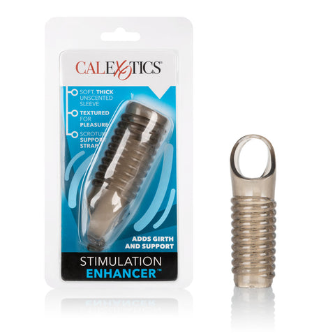Stimulation Enhancer Smoke Ridged Thick Textured Sleeve with Scrotum Support Strap SLEEVES