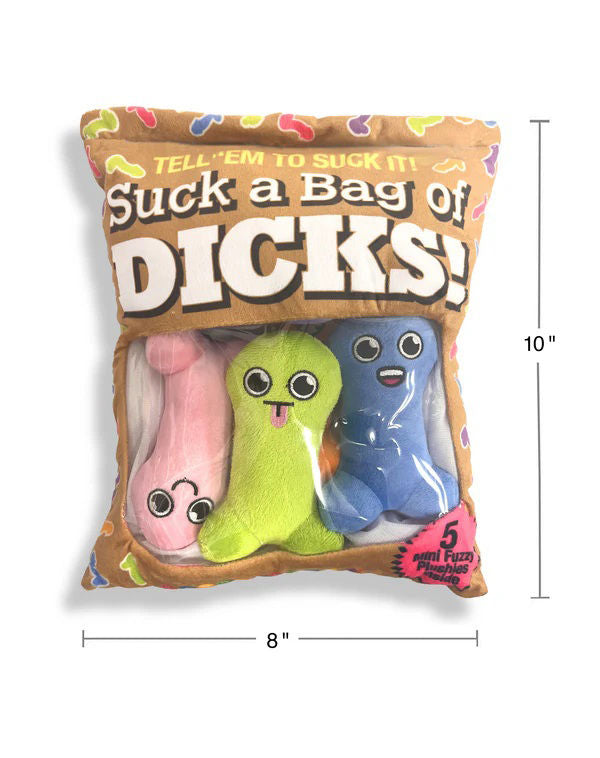 Suck a Bag of Dicks Plushy Pillow with Five Plush Dicks Novelties