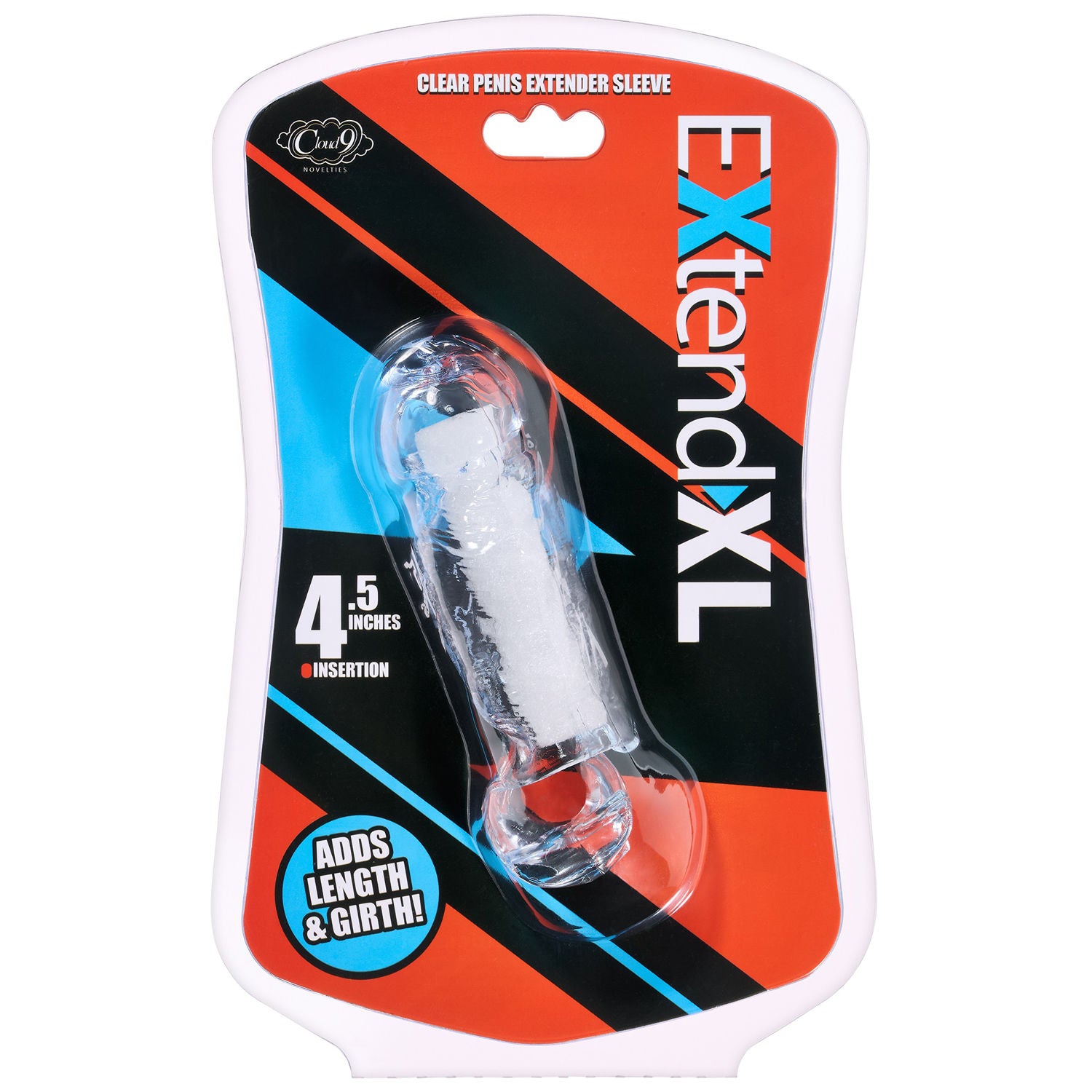 Cloud 9 Novelties Extend XL Clear Penis Sleeve 7.25 Inch with Balls Strap Sleeve > Sex Toys For Men > Penis Sleeves