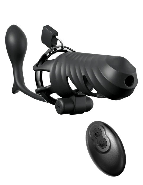 Fantasy C-Ringz (Black) – Remote-Controlled Vibrating Cock Blocker and Butt Plug Cock Rings Vibrating