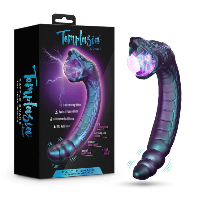 Temptasia Rattle Snake – Dual Motor Pulse Vibrator with Glowing Plasma Globe Multi > Vibrators > Unconventional