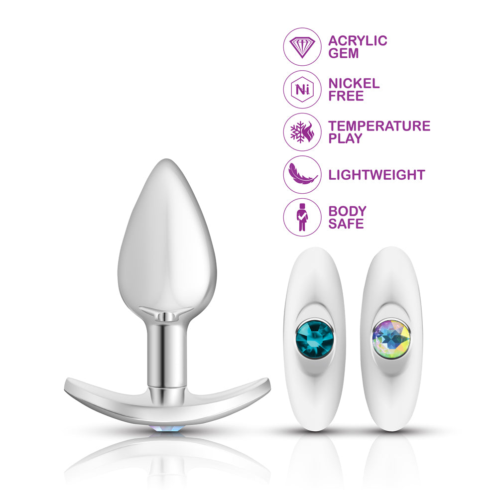 Cheeky Charms Silver Anchor Butt Plug with Clear and Teal Jewel Kit > Anal Range > Jewel Butt Plugs