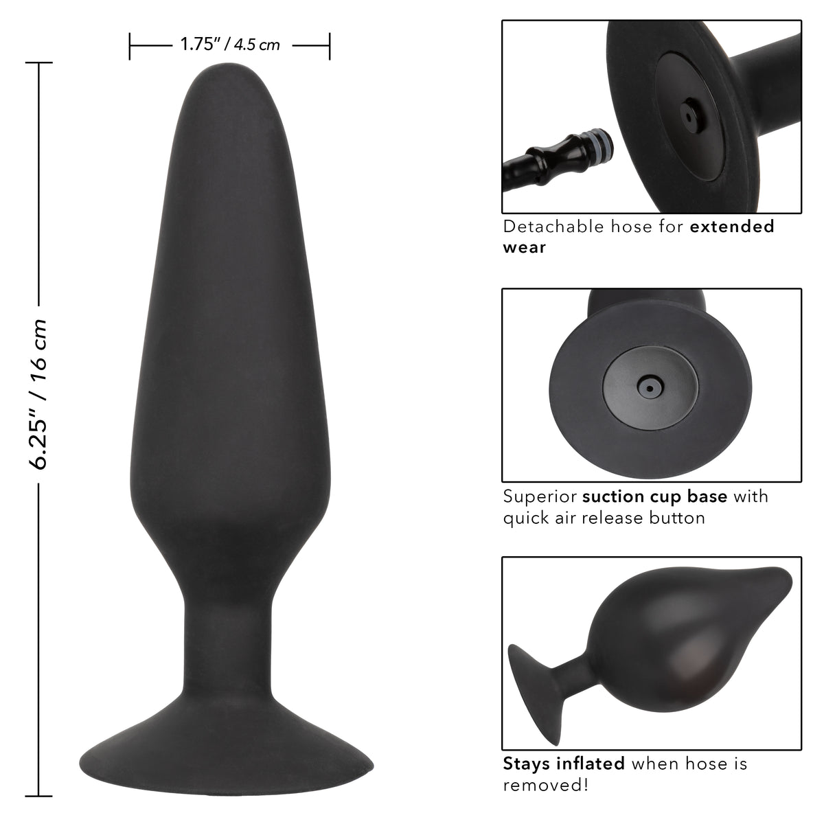CalExotics XL Silicone Inflatable Plug – Inflatable Anal Plug with Detachable Hose and Squeeze Bulb > Anal Range > Tunnel and Stretchers