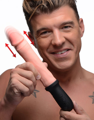 Auto Thrusting Vibrating Realistic Dildo with Handle Flesh Tone DONGS Vibrating