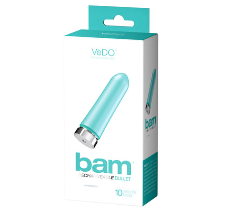 VeDO Bam Rechargeable Bullet Vibrator With 10 Vibration Modes Turquoise BULLETS