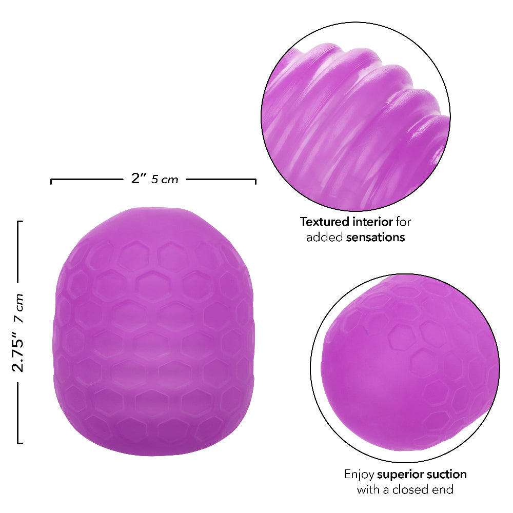 Pop Sock Textured Reversible Masturbator Purple Soft Tight Stretchy Sleeve Strokers - Manual