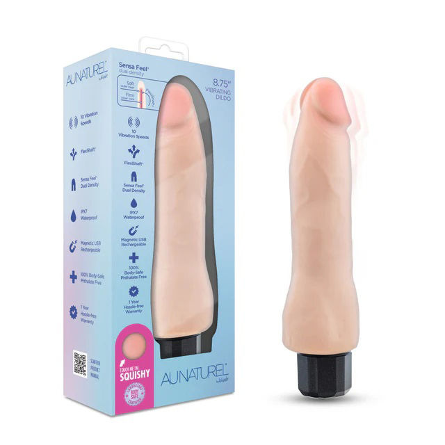 Au Naturel Vanilla Ice Bendable Vibrating Dildo Beige 8.75 Inch Beige DONGS Vibrating