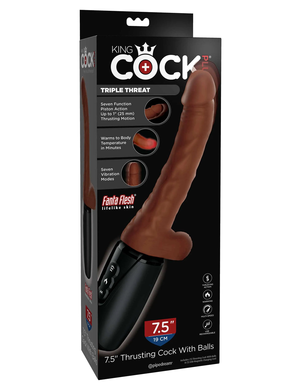 King Cock Plus Thrusting Dildo with Balls – Warming and Vibrating Brown > Dildos > Thrusting Dildos