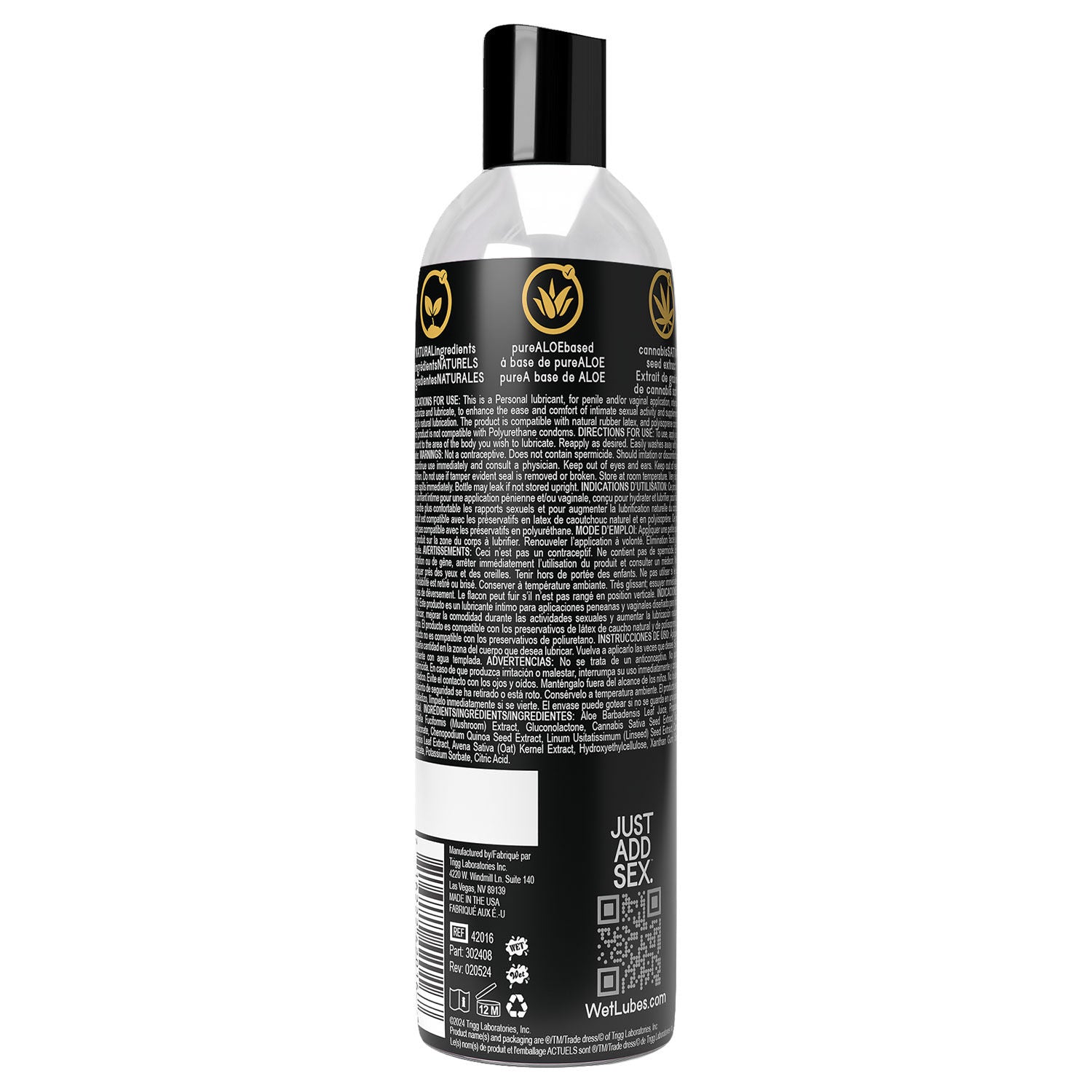Wet Hemptation 8oz Personal Lubricant for Enhanced Intimate Comfort Water Based Lube