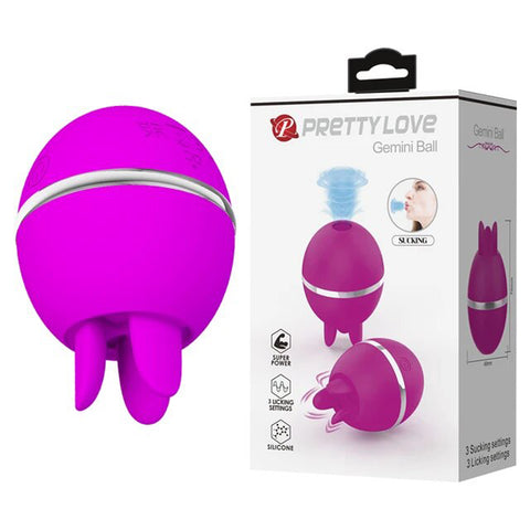 Pretty Love Gemini Ball Fuchsia Dual Function Adult Toy Suction Stimulator